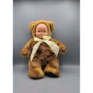 Anne Geddes Baby Bears Doll Teddy Bear Costume 1996 Brown Plush
